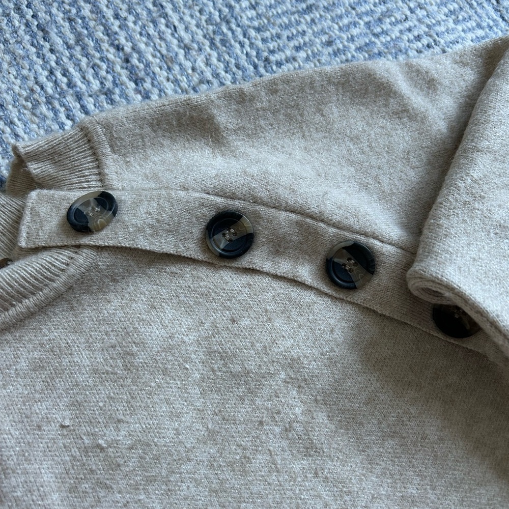 Free People Taupe Button-Accent Cropped Sweater - Picture 3 of 4